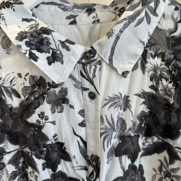 Anthropologie Lavinia Embroidered Shirt Dress Cottagecore Floral Flowing Cotton - Picture 4 of 8